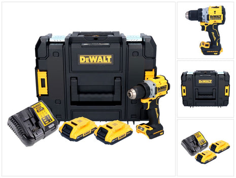 Taladro atornillador inalámbrico DeWalt DCD 800 D2T 18 V 90 Nm sin escobillas + 2x baterías 2,0 Ah + cargador + TSTAK