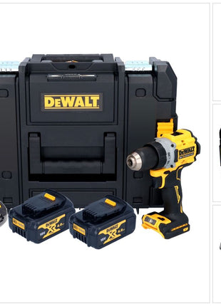 Taladro atornillador inalámbrico DeWalt DCD 800 M2T 18 V 90 Nm sin escobillas + 2x baterías 4,0 Ah + cargador + TSTAK