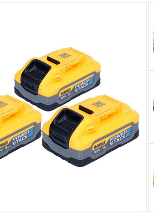 Zestaw akumulatorów DeWalt DCBP 518 H3 3x akumulator Powerstack 18 V 5,0 Ah / 5000 mAh XR Li-Ion - ze wskaźnikiem poziomu naładowania