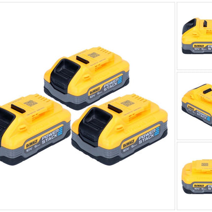 DeWalt Akku Set DCBP 518 H3 3x Powerstack Akku 18 V 5,0 Ah / 5000 mAh XR Li-Ion - mit Ladestandanzeige