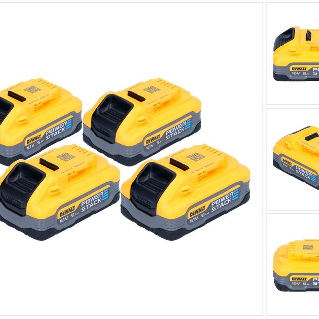 Kit de baterías DeWalt DCBP 518 H4 4x baterías Powerstack 18 V 5,0 Ah / 5000 mAh XR Li-Ion - con indicador de carga