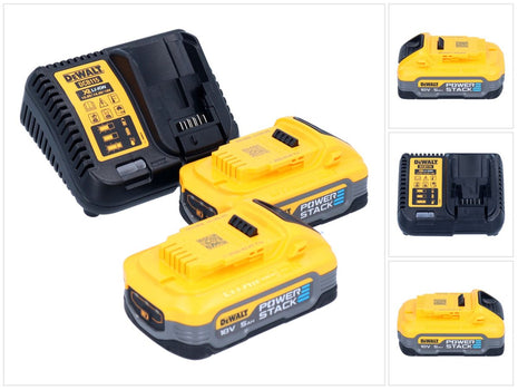 Set de inicio de batería Dewalt 18 V DCB 115 H2 2x batería Powerstack 5,0 Ah + cargador DCB 115 XR