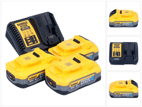 Set de inicio de batería Dewalt 18 V DCB 115 H3 3x batería Powerstack 5,0 Ah + cargador DCB 115 XR