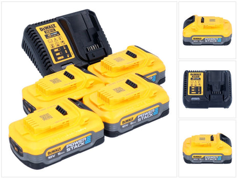 Set de inicio de batería Dewalt 18 V DCB 115 H4 4x batería Powerstack 5,0 Ah + cargador DCB 115 XR