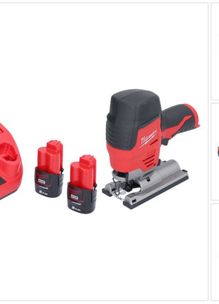 Milwaukee M12 JS-202 Akku Stichsäge 12 V + 2x Akku 2,0 Ah + Ladegerät