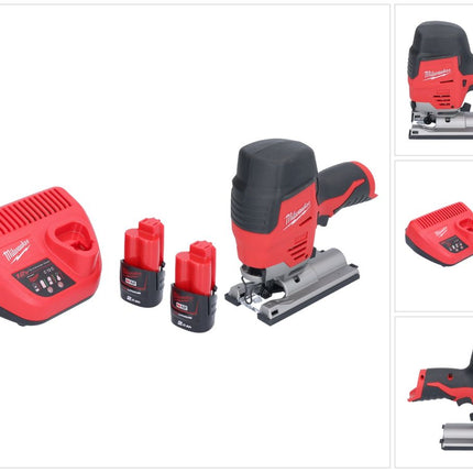 Milwaukee M12 JS-202 cordless jigsaw 12 V + 2x rechargeable battery 2.0 Ah + charger