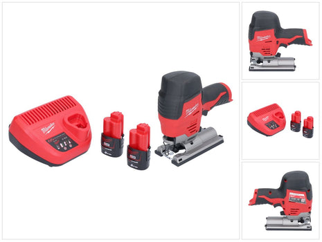 Milwaukee M12 JS-202 Akku Stichsäge 12 V + 2x Akku 2,0 Ah + Ladegerät