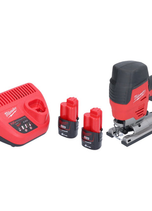 Milwaukee M12 JS-202 Akku Stichsäge 12 V + 2x Akku 2,0 Ah + Ladegerät