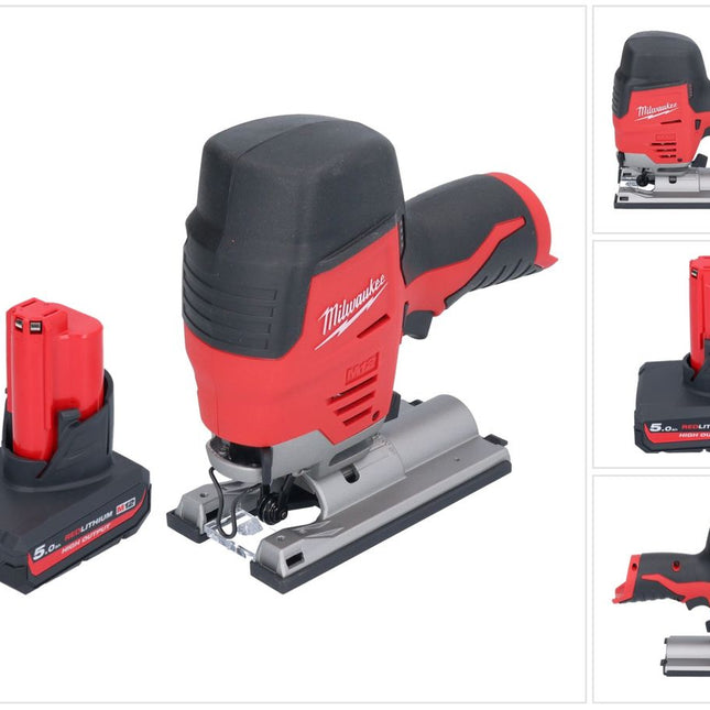 Sierra de calar sin cable Milwaukee M12 JS-501 12 V + 1x batería 5,0 Ah - sin cargador de batería