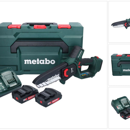Metabo MS 18 LTX 15 sierra de podar sin cable 18 V 15 cm 5 m/s + 2x batería recargable 2,0 Ah + cargador + metaBOX