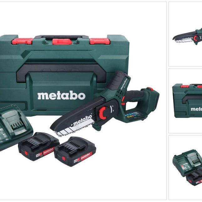 Metabo MS 18 LTX 15 Akku Gehölzsäge 18 V 15 cm 5 m/s + 2x Akku 2,0 Ah + Ladegerät + metaBOX