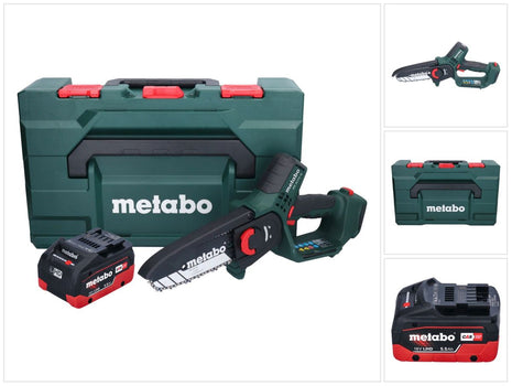 Metabo MS 18 LTX 15 Trononneuse sans fil 18 V 15 cm 5 m/s + 1x accu 5,5 Ah + metaBOX - sans kit de chargement