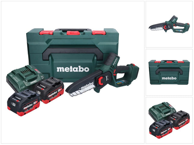 Metabo MS 18 LTX 15 podadora sin cable 18 V 15 cm 5 m/s + 2x batería recargable 5,5 Ah + cargador + metaBOX