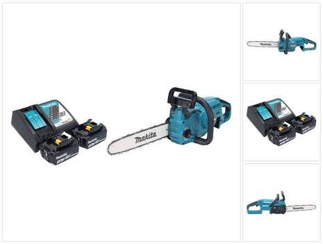 Motosierra a batería Makita DUC 357 RF2X2 18 V 35 cm 7,7 m/s sin escobillas + 2x baterías 3,0 Ah + cargador