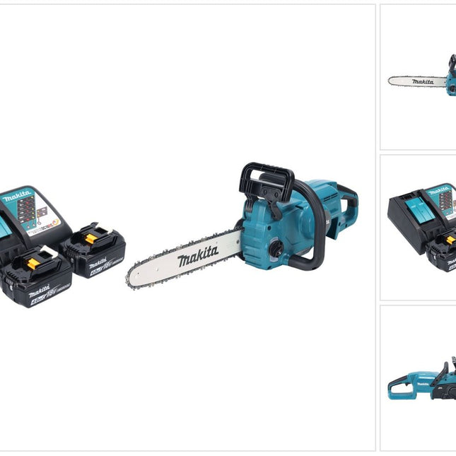Makita DUC 357 RM2X2 Akumulatorowa pilarka łańcuchowa 18 V 35 cm 7,7 m/s Bezszczotkowa + 2x akumulator 4,0 Ah + ładowarka