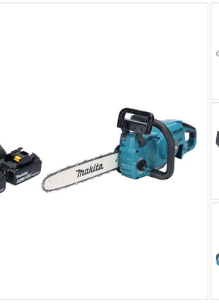 Motosierra a batería Makita DUC 357 RT2X2 18 V 35 cm 7,7 m/s sin escobillas + 2x baterías 5,0 Ah + cargador