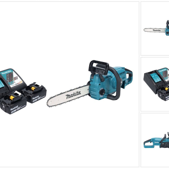 Makita DUC 357 RT2X2 Trononneuse d'elagage sans fil 18 V 35 cm 7,7 m/s Brushless + 2x batterie 5,0 Ah + kit chargeur