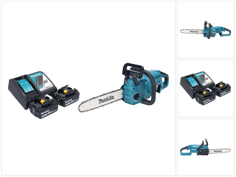 Motosierra a batería Makita DUC 357 RG2X2 18 V 35 cm 7,7 m/s sin escobillas + 2x baterías 6,0 Ah + cargador