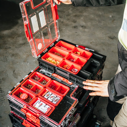 Qbrick System ONE Organiser M impilabile 365 x 265 x 77 mm 2,5 l IP 66 con 5 intarsi