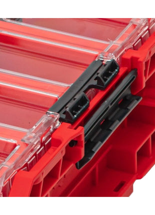 Qbrick System ONE Organizer XL 2.0 Contenedor largo ROJO ULTRA HD Apilable personalizado 582 x 387 x 131 mm 13,5 l IP66 con 4 inserciones y 12 divisores