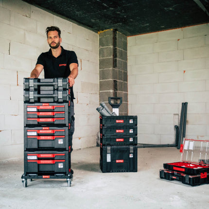 Platforma transportowa Qbrick System PRO Wózek transportowy 506 x 325 x 140 mm z 4 kółkami skrętnymi i 2 hamulcami