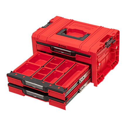 Qbrick System PRO Drawer 3 Toolbox 2.0 Expert RED ULTRA HD Toolbox 450 x 310 x 244 mm 13,5 l z możliwością sztaplowania IP54 z 3 szufladami