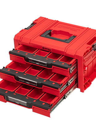 Qbrick System PRO Drawer 3 Toolbox 2.0 Expert RED ULTRA HD mallette à outils 450 x 310 x 244 mm 13,5 l empilable IP54 avec 3 tiroirs