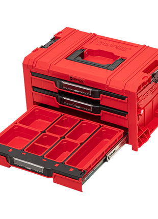 Qbrick System PRO Drawer 3 Toolbox 2.0 Expert RED ULTRA HD mallette à outils 450 x 310 x 244 mm 13,5 l empilable IP54 avec 3 tiroirs