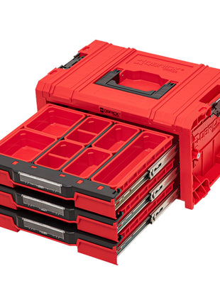 Qbrick System PRO Drawer 3 Toolbox 2.0 Expert RED ULTRA HD mallette à outils 450 x 310 x 244 mm 13,5 l empilable IP54 avec 3 tiroirs