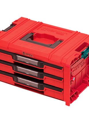 Qbrick System PRO Drawer 3 Toolbox 2.0 Expert RED ULTRA HD mallette à outils 450 x 310 x 244 mm 13,5 l empilable IP54 avec 3 tiroirs