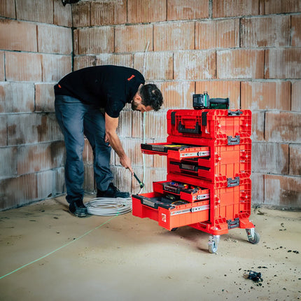 Qbrick System PRO Drawer 3 Toolbox 2.0 Expert RED ULTRA HD Toolbox 450 x 310 x 244 mm 13,5 l z możliwością sztaplowania IP54 z 3 szufladami