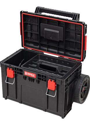 Qbrick System PRIME Cart Trolley stapelbar 590 x 425 x 660 mm 37 l IP66 100 kg belastbar mit Doppelteleskopstiel aus Aluminium