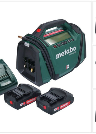 Compresseur multi-batterie Metabo AK 18 18 V 11 bar + 2x batteries 2,0 Ah + chargeur