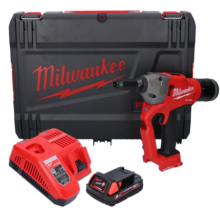 Milwaukee M18 ONEFPRT-201X Akku Blindnietgerät 18 V 20 kN Brushless + 1x Akku 2,0 Ah + Ladegerät + HD Box