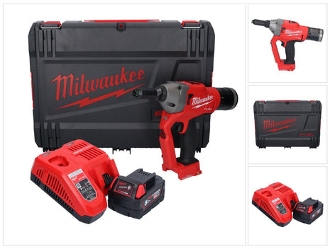 Milwaukee M18 ONEFPRT-501X Akku Blindnietgerät 18 V 20 kN Brushless + 1x Akku 5,0 Ah + Ladegerät + HD Box