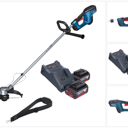 Bosch GRT 18V-33 Professional Akku Rasentrimmer 18 V 330 mm Brushless + 2x Akku 4,0 Ah + Ladegerät