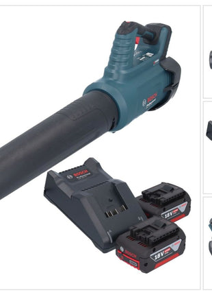 Bosch GBL 18V-750 Professional Akku Gebläse 18 V BITURBO Brushless + 2x Akku 4,0 Ah + Ladegerät