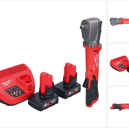 Milwaukee M12 FRAIWF12-402 llave de impacto angular a batería 12 V 1/2" 270 Nm sin escobillas + 2x batería 4,0 Ah + cargador
