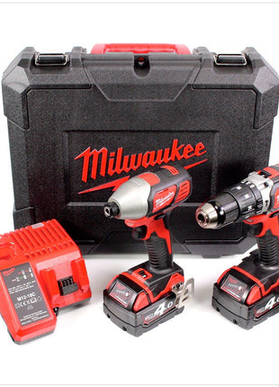 Milwaukee M18 BPP2C-402C PowerPack mit M18 BPD Akku Schlagbohrschrauber + M18 BID Akku Schlagschrauber + 2x Akkus 4,0 Ah + Ladegerät ( 4933443479 ) - Toolbrothers