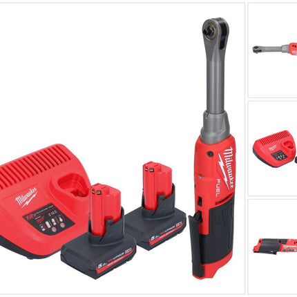 Milwaukee M12 FHIR14LR-502 Akku Hochgeschwindigkeits Ratsche 12 V 47 Nm 1/4" Brushless + 2x Akku 5,0 Ah + Ladegerät