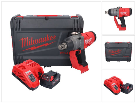 Llave de impacto inalámbrica Milwaukee M18 ONEFHIWF1-401X 18 V 2033 Nm 1″ sin escobillas + 1x batería 4,0 Ah + cargador + caja HD