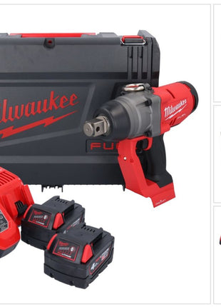 Llave de impacto inalámbrica Milwaukee M18 ONEFHIWF1-402X 18 V 2033 Nm 1″ sin escobillas + 2x batería 4,0 Ah + cargador + caja HD