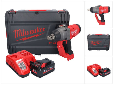 Milwaukee M18 ONEFHIWF1-801X akumulatorowy klucz udarowy 18 V 2033 Nm 1″ bezszczotkowy + 1x akumulator 8,0 Ah + ładowarka + pudełko HD