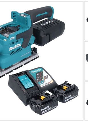 Makita DBO 381 RFU Akku Schwingschleifer 18 V 93 x 185 mm Brushless + 2x Akku 3,0 Ah + Ladegerät