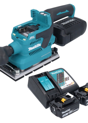 Makita DBO 381 RFU Akku Schwingschleifer 18 V 93 x 185 mm Brushless + 2x Akku 3,0 Ah + Ladegerät