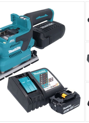 Makita DBO 381 RM1U Akku Schwingschleifer 18 V 93 x 185 mm Brushless + 1x Akku 4,0 Ah + Ladegerät