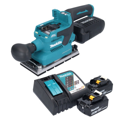 Makita DBO 381 RGU Akumulatorowa szlifierka oscylacyjna 18 V 93 x 185 mm bezszczotkowa + 2x akumulator 6,0 Ah + ładowarka