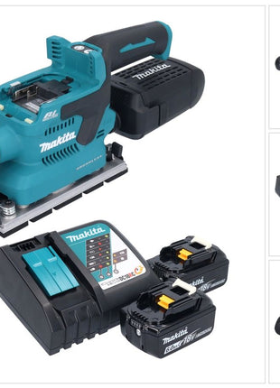 Makita DBO 381 RGU Akumulatorowa szlifierka oscylacyjna 18 V 93 x 185 mm bezszczotkowa + 2x akumulator 6,0 Ah + ładowarka