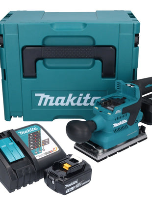 Makita DBO 381 RF1JU Akku Schwingschleifer 18 V 93 x 185 mm Brushless + 1x Akku 3,0 Ah + Ladegerät + Makpac