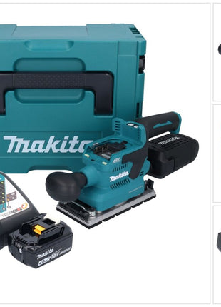 Makita DBO 381 RM1JU Akku Schwingschleifer 18 V 93 x 185 mm Brushless + 1x Akku 4,0 Ah + Ladegerät + Makpac